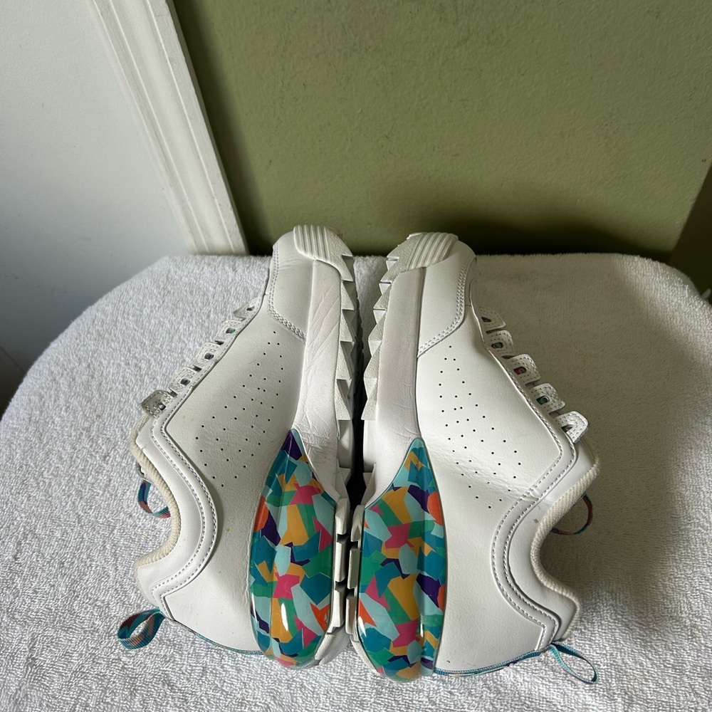 Fila Disruptor 2 Premium Platform White Sneakers with Colorful Heel Sz 8.5 - Picture 10 of 12